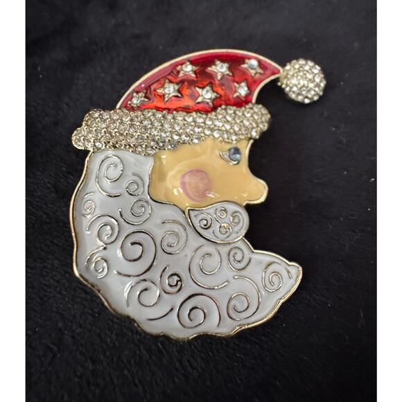 Vintage Napier Santa Christmas Brooch 2” Enamel & Rhinestones CP112 - Picture 1 of 3